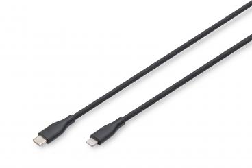 Lightning silicone connection cable, USB-C - Lightning, 2m, black 