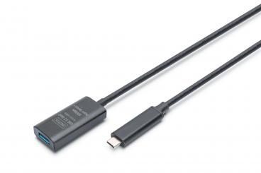 Active USB 3.2 Gen2 10G extension cable, USB-C - USB-A, 5m 