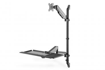Flexible wall-mounted Stand/Sit workstation, single monitor 