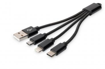 3-in-1 USB charging cable, 0.15m 