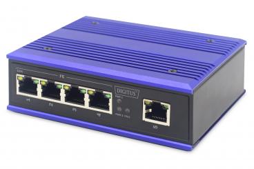 4 port Fast Ethernet network switch, industrial, unmanaged, 1 RJ45 uplink 