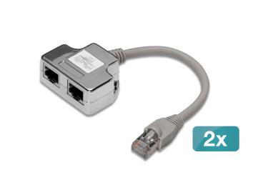 CAT 5e patch cable adapter, 2x CAT 5e, shielded - 2 pieces 