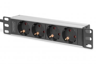 10" socket strip with aluminum profile, 4-way socket outlet with earthing contact 