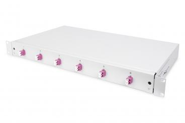 Fiber Optic Sliding Splice Box, 1U, Equipped, LC, OM4 
