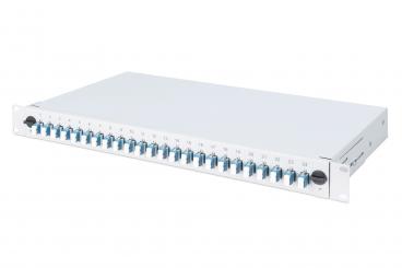 Fiber Optic Sliding Splice Box, 1U, Equipped, LC, OM4 