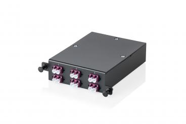 MPO cassette, multimode OM4, LC/DX, LC to MPO, for 4 cassette fields 